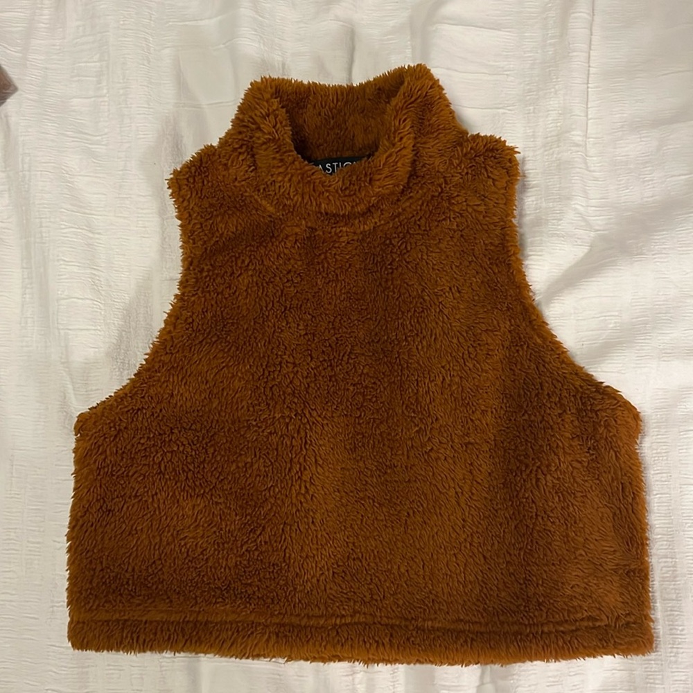 Faux fur crop top